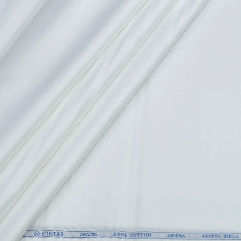 Shirt Fabric Soktas 80s Giza Cotton Plain Colour White
