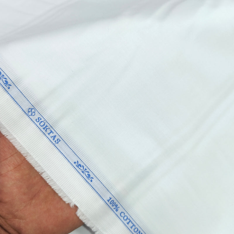 Shirt Fabric Soktas 80s Giza Cotton Plain Colour White