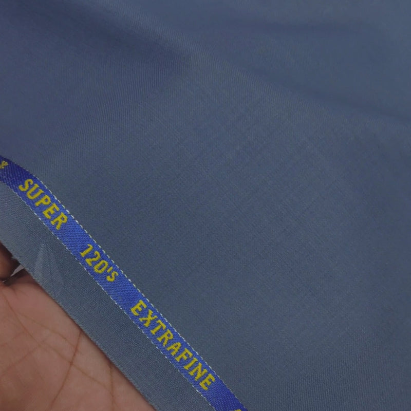 Cavalero Italy Men’s 30% Wool Super 120’s Unstitched Suiting Fabric Colour Lava Blue