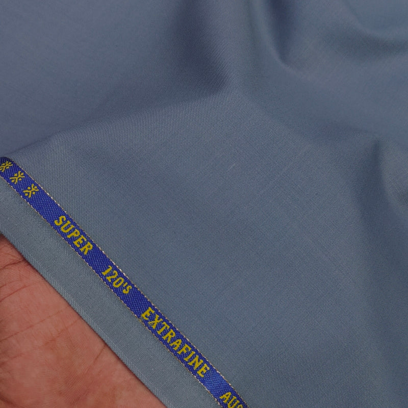 Cavalero Italy Men’s 30% Wool Super 120’s Unstitched Suiting Fabric Colour Faded Blue