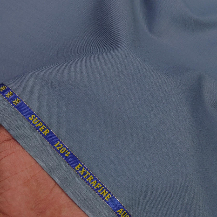 Cavalero Italy Men’s 30% Wool Super 120’s Unstitched Suiting Fabric Colour Faded Blue