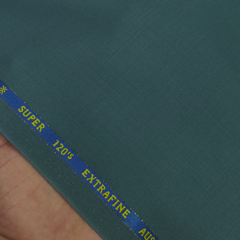 Cavalero Italy Men’s 30% Wool Super 120’s Unstitched Suiting Fabric Colour Cadmium Green