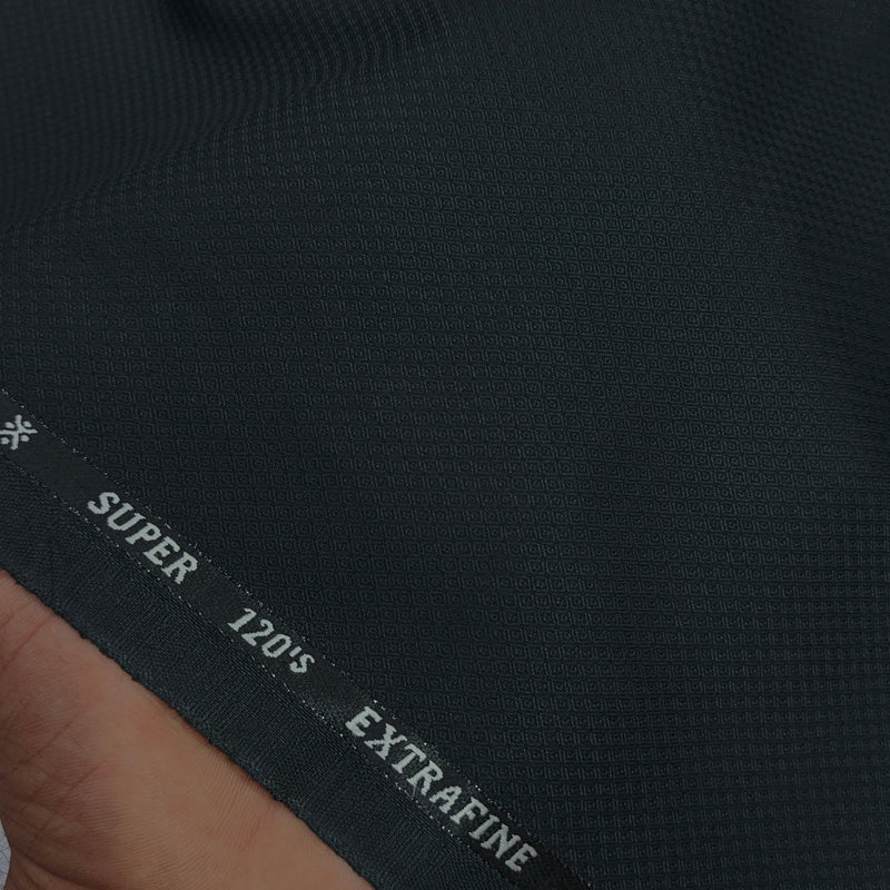 Cavalero Italy Men’s 30% Wool Super 120’s Unstitched Dobby Suiting Fabric Colour Greenish Black