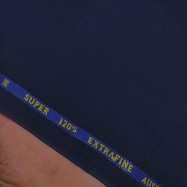 Cavalero Italy Men’s 30% Wool Super 120’s Unstitched Suiting Fabric Colour Berry Blue