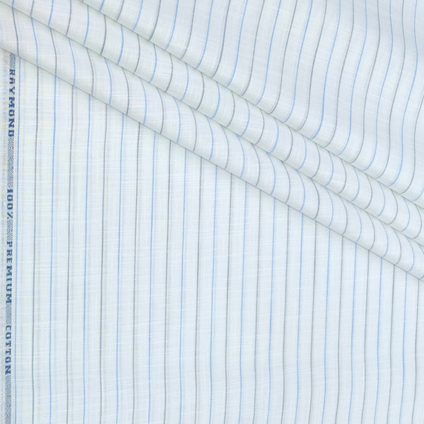 Shirt Fabric Raymond 100% Cotton Lining With Slub Colour Blue,Grey N White