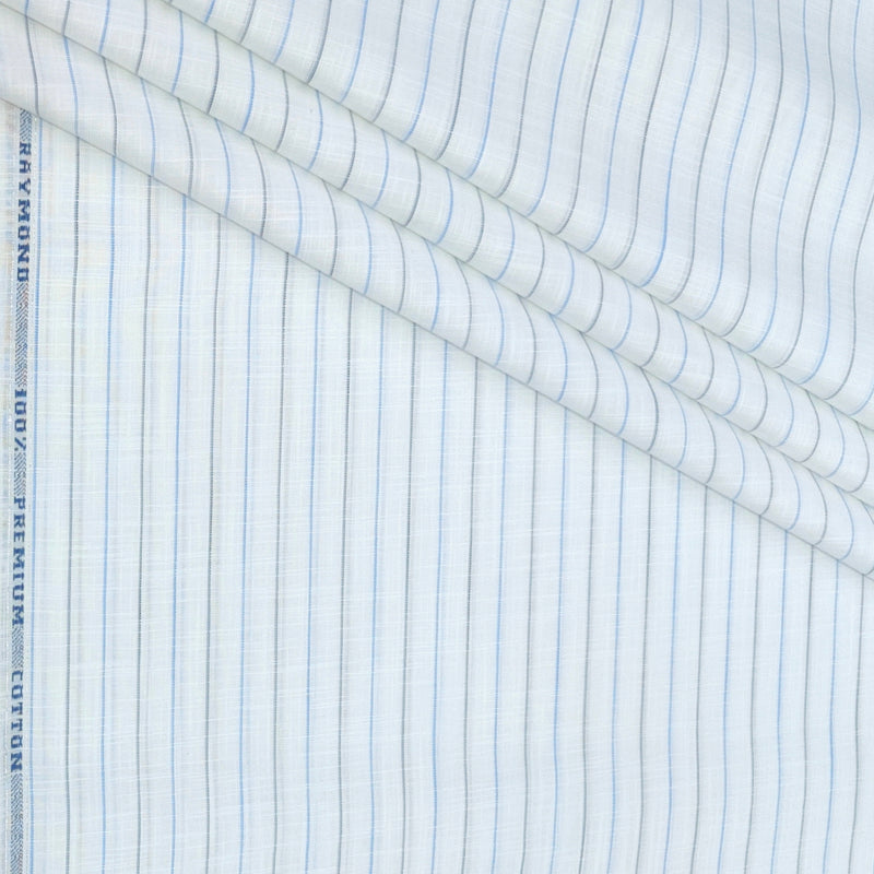 Shirt Fabric Raymond 100% Cotton Lining With Slub Colour Blue,Grey N White