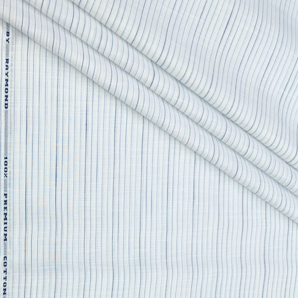 Shirt Fabric Raymond 100% Cotton Lining With Slub Colour Blue N White