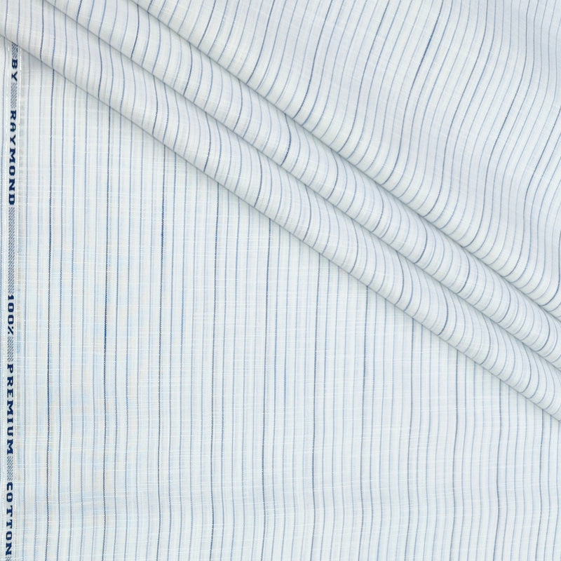 Shirt Fabric Raymond 100% Cotton Lining With Slub Colour Blue N White