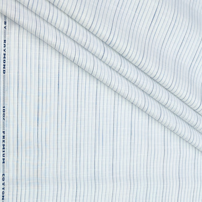 Shirt Fabric Raymond 100% Cotton Lining With Slub Colour Blue N White