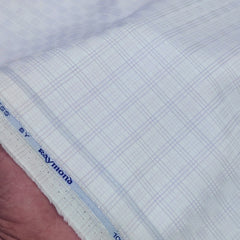 Shirt Fabric Raymond 100% Giza Cotton Premium Check Colour Light Purple N White