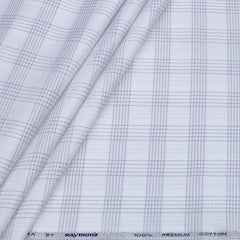 Shirt Fabric Raymond 100% Giza Cotton Premium Broad Check Colour Blue N White