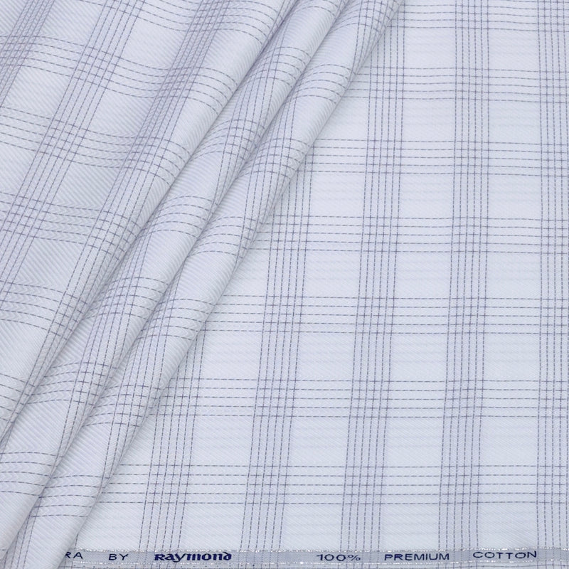 Shirt Fabric Raymond 100% Giza Cotton Premium Broad Check Colour Blue N White