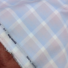 Shirt Fabric Raymond 100% Giza Cotton Premium Broad Check Colour Light Pink N  Light Blue
