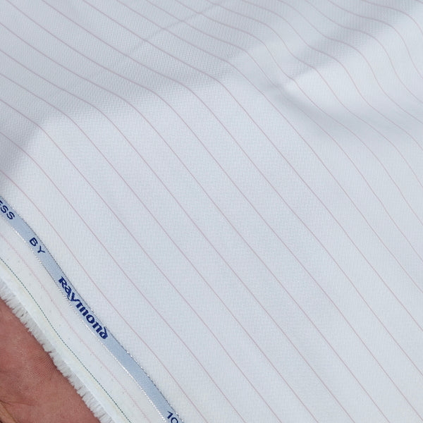 Shirt Fabric Raymond 100% Giza Cotton Premium Jacquard With Lining Colour Pink N White