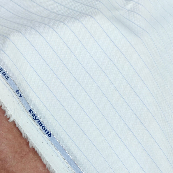Shirt Fabric Raymond 100% Giza Cotton Premium Jacquard With Lining Colour Blue N White