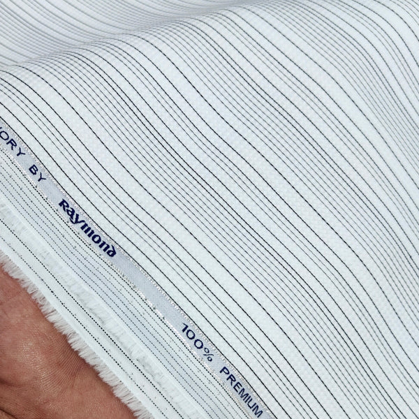 Shirt Fabric Raymond 100% Giza Cotton Premium Jacquard With Lining Colour Dull Black N White