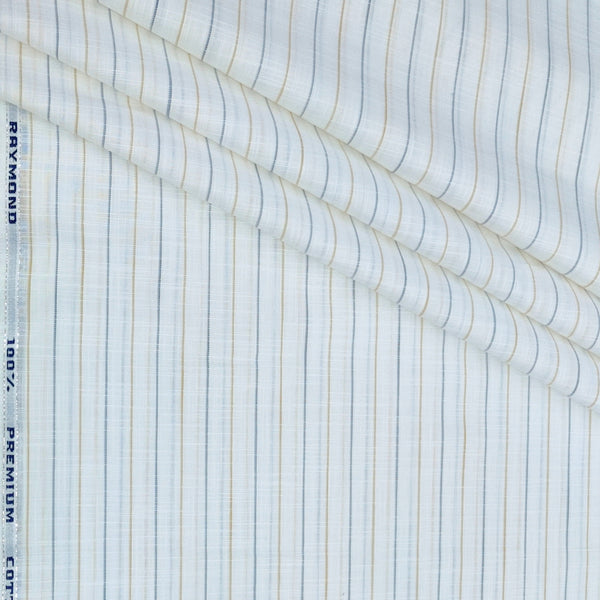 Shirt Fabric Raymond 100% Cotton Lining With Slub Colour Brown N White