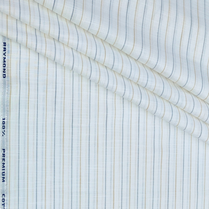 Shirt Fabric Raymond 100% Cotton Lining With Slub Colour Brown N White