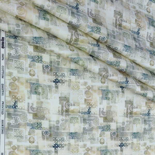 Shirt Fabric Raymond 100% Giza Cotton Digital Print Colour Dim Green