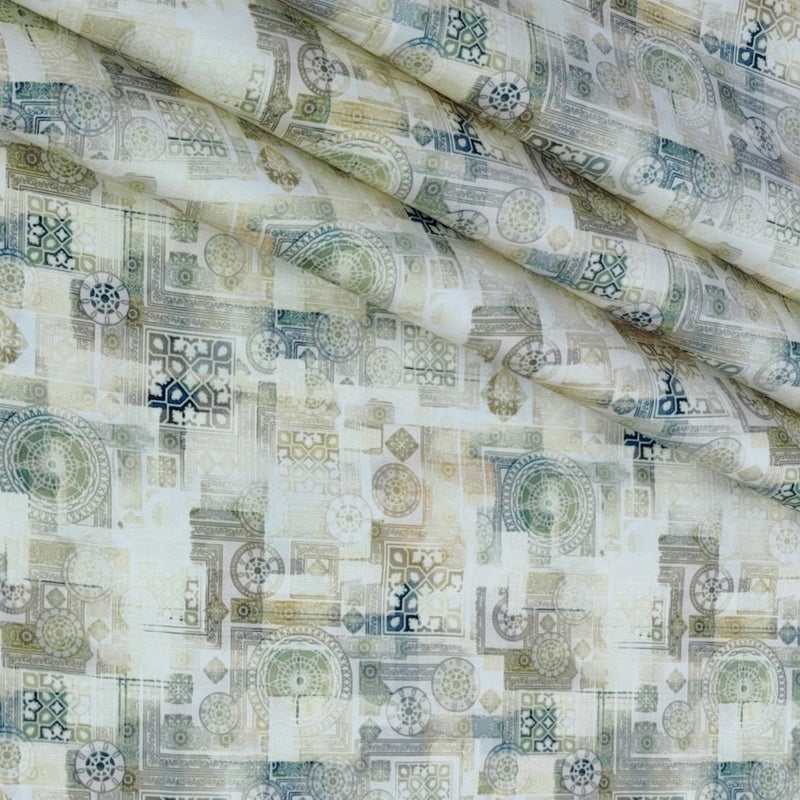 Shirt Fabric Raymond 100% Giza Cotton Digital Print Colour Dim Green