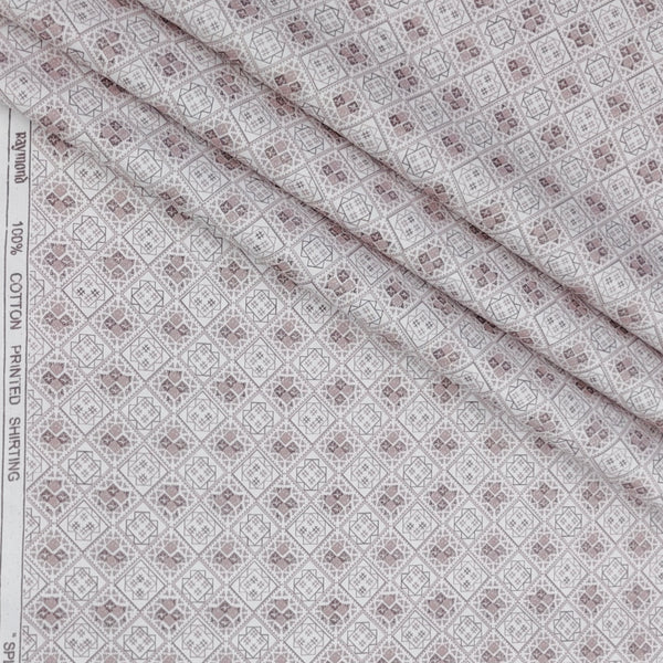 Shirt Fabric Raymond 100% Giza Cotton Digital Print Colour Rose Brown