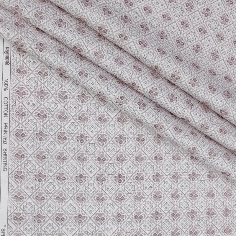 Shirt Fabric Raymond 100% Giza Cotton Digital Print Colour Rose Brown