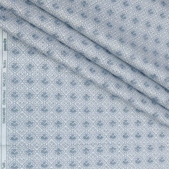 Shirt Fabric Raymond 100% Giza Cotton Digital Print Colour Blue N White