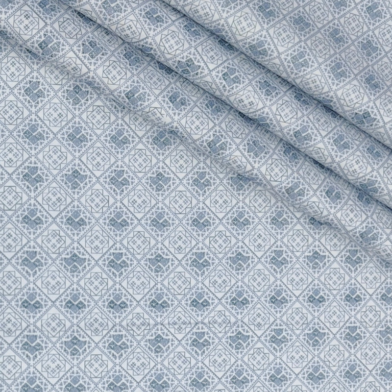 Shirt Fabric Raymond 100% Giza Cotton Digital Print Colour Blue N White