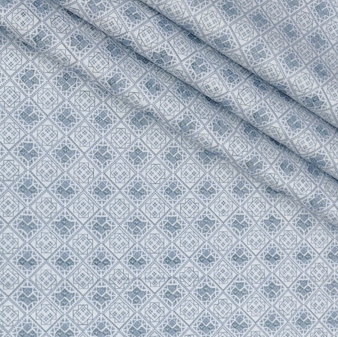 Shirt Fabric Raymond 100% Giza Cotton Digital Print Colour Blue N White