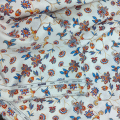 Shirt Fabric Raymond 100% Giza Cotton Print Colour Blue N White