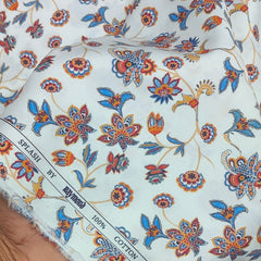 Shirt Fabric Raymond 100% Giza Cotton Print Colour Blue N White