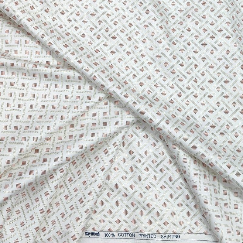 Shirt Fabric Raymond 100% Giza Cotton Print Colour Rose Red N White
