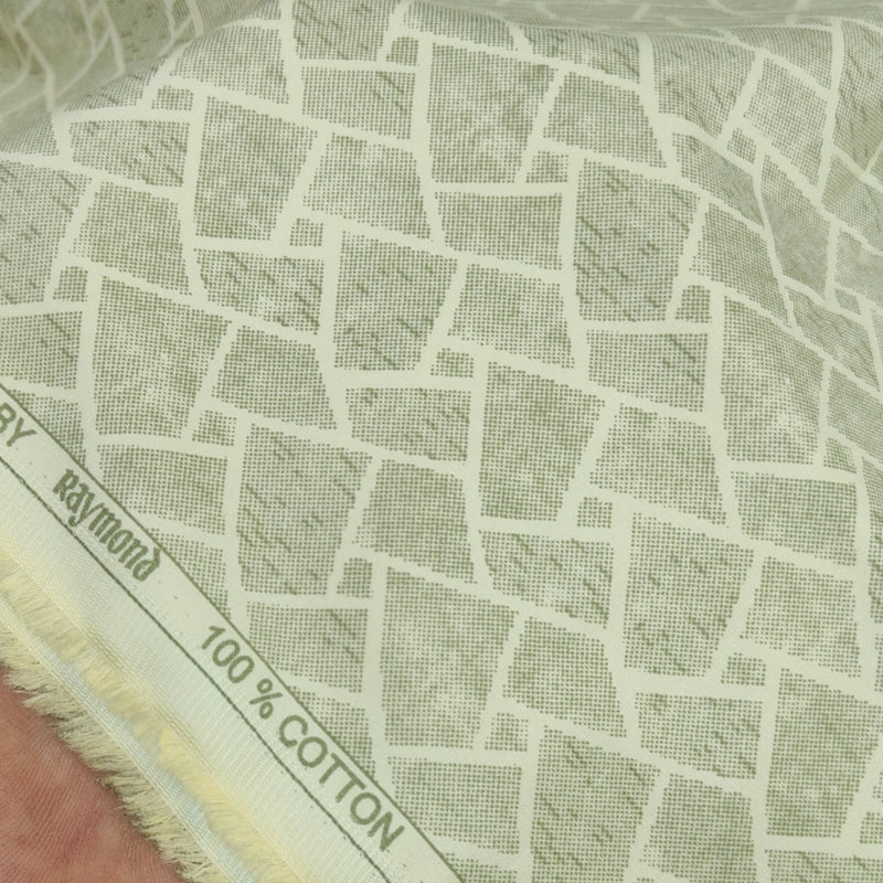 Shirt Fabric Raymond 100% Giza Cotton Print Colour Dry Green