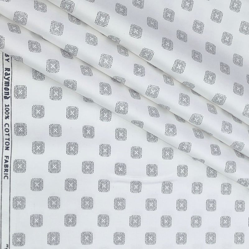 Shirt Fabric Raymond 100% Giza Cotton Print Colour Grey N White