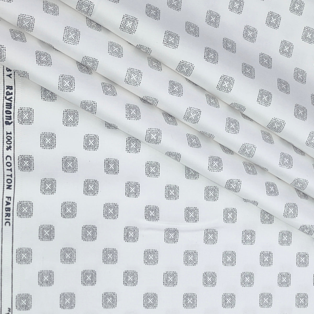Shirt Fabric Raymond 100% Giza Cotton Print Colour Grey N White