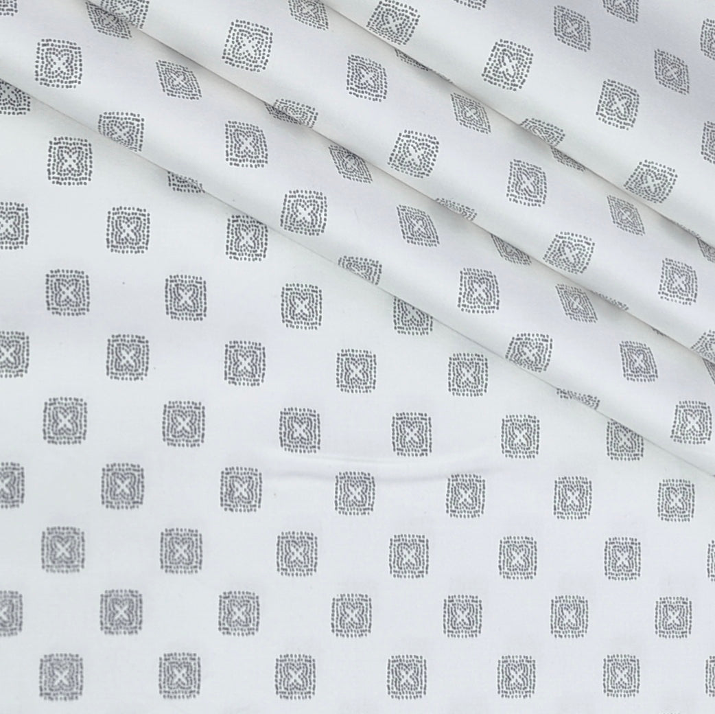 Shirt Fabric Raymond 100% Giza Cotton Print Colour Grey N White