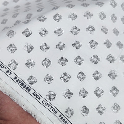 Shirt Fabric Raymond 100% Giza Cotton Print Colour Grey N White
