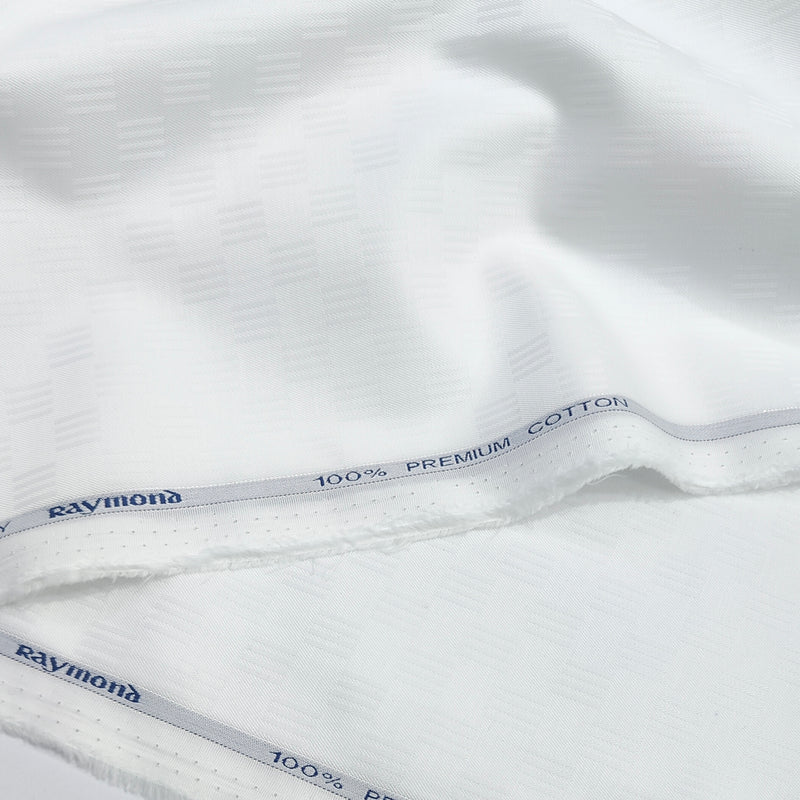 Shirt Fabric Raymond 100% Giza Cotton Premium Jacquard Colour White