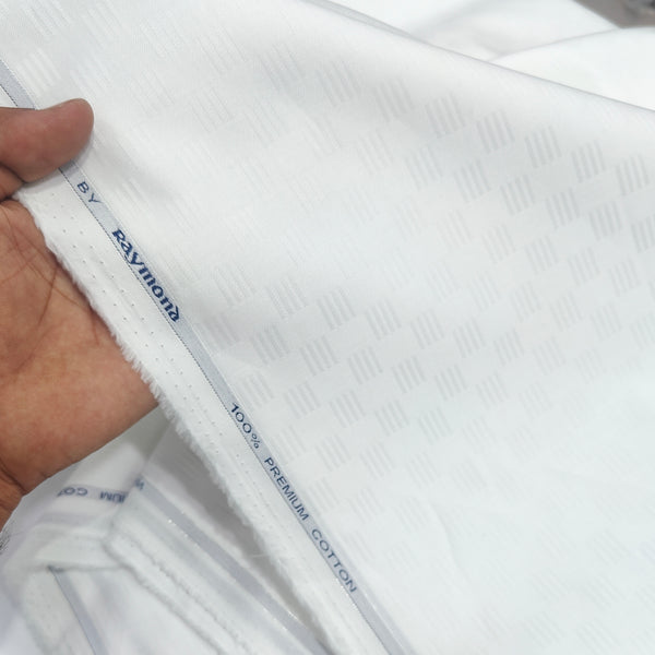 Shirt Fabric Raymond 100% Giza Cotton Premium Jacquard Colour White