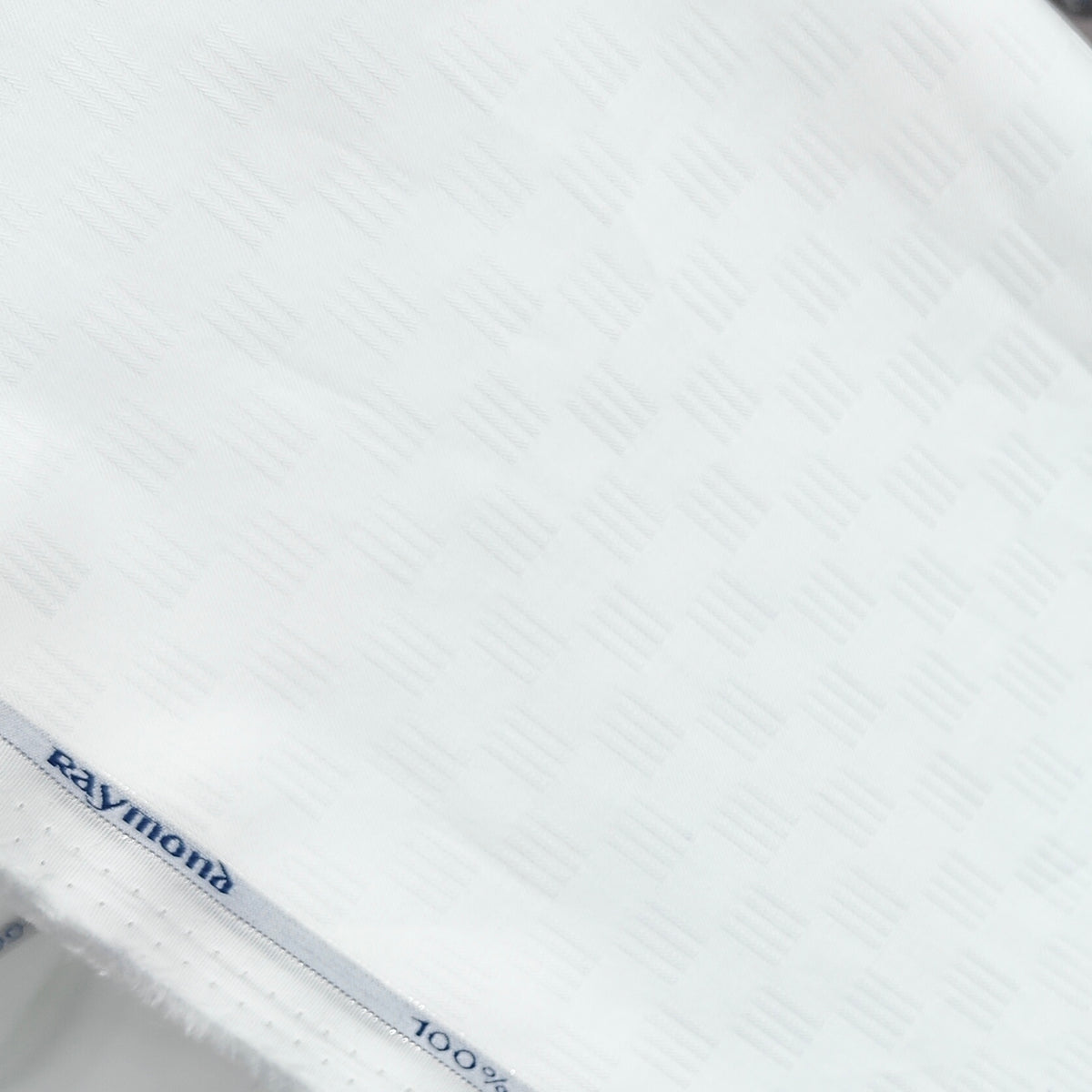 Shirt Fabric Raymond 100% Giza Cotton Premium Jacquard Colour White