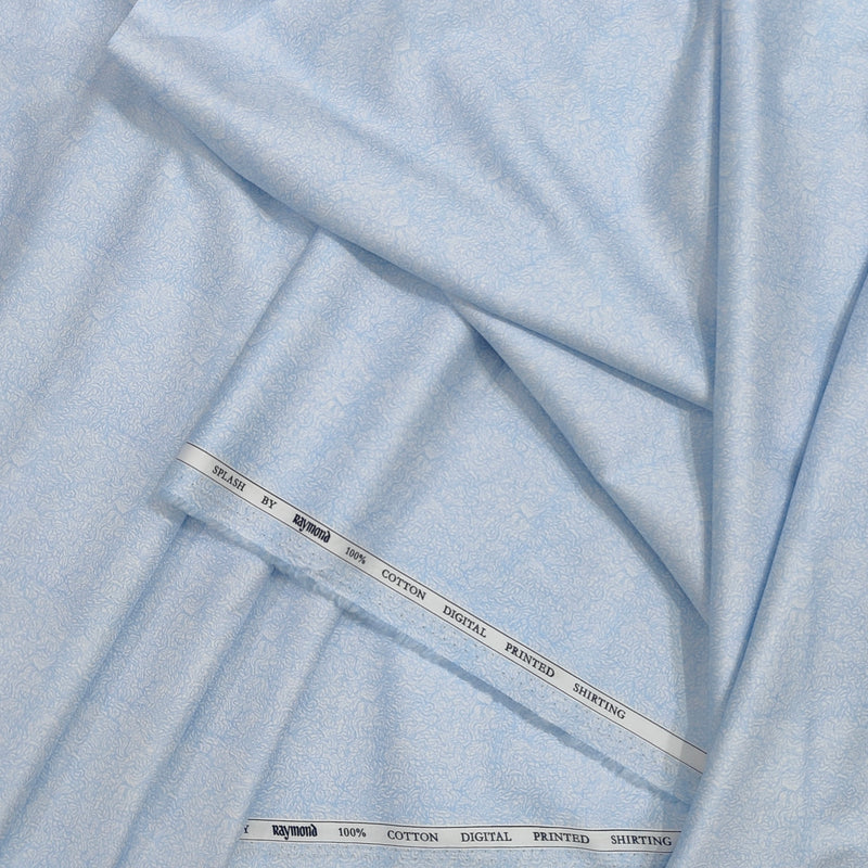 Shirt Fabric Raymond 100% Giza Cotton Print Colour Water Blue