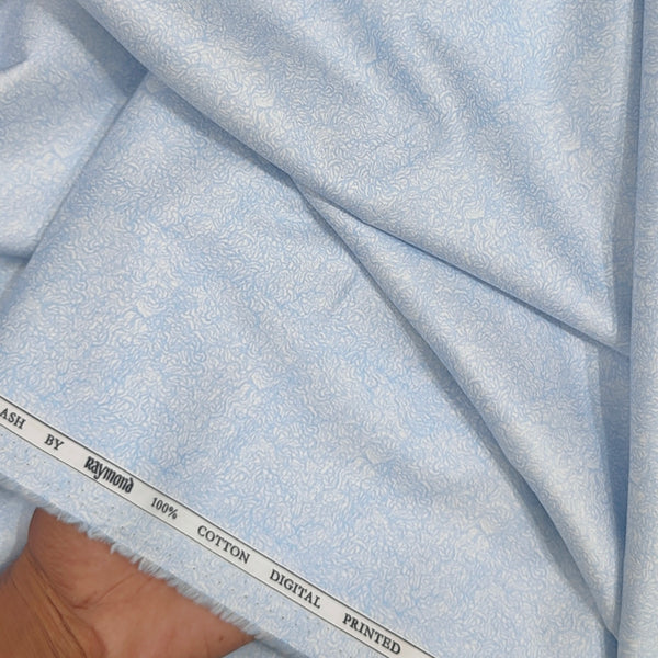 Shirt Fabric Raymond 100% Giza Cotton Print Colour Water Blue
