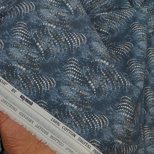 Shirt Fabric Raymond 100% Giza Cotton Digital Print Colour Queen Blue