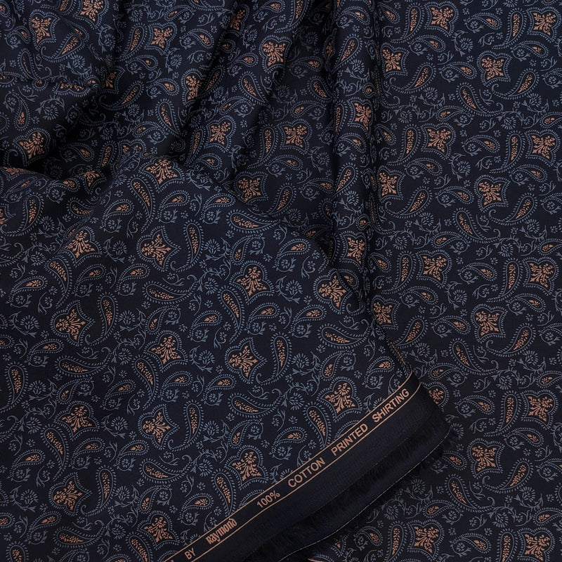 Shirt Fabric Raymond 100% Giza Cotton Print Colour Dark Space Blue