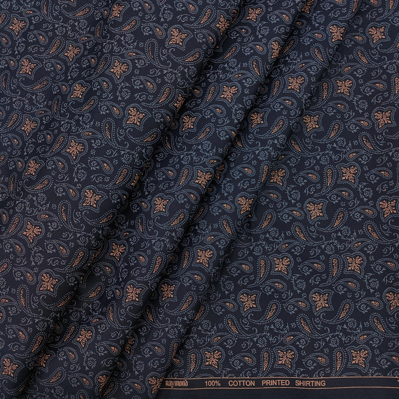 Shirt Fabric Raymond 100% Giza Cotton Print Colour Dark Space Blue