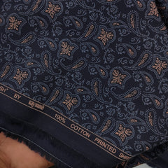 Shirt Fabric Raymond 100% Giza Cotton Print Colour Dark Space Blue