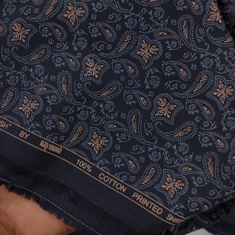 Shirt Fabric Raymond 100% Giza Cotton Print Colour Dark Space Blue