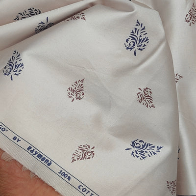 Shirt Fabric Raymond 100% Giza Cotton Print Colour Creamish Brown
