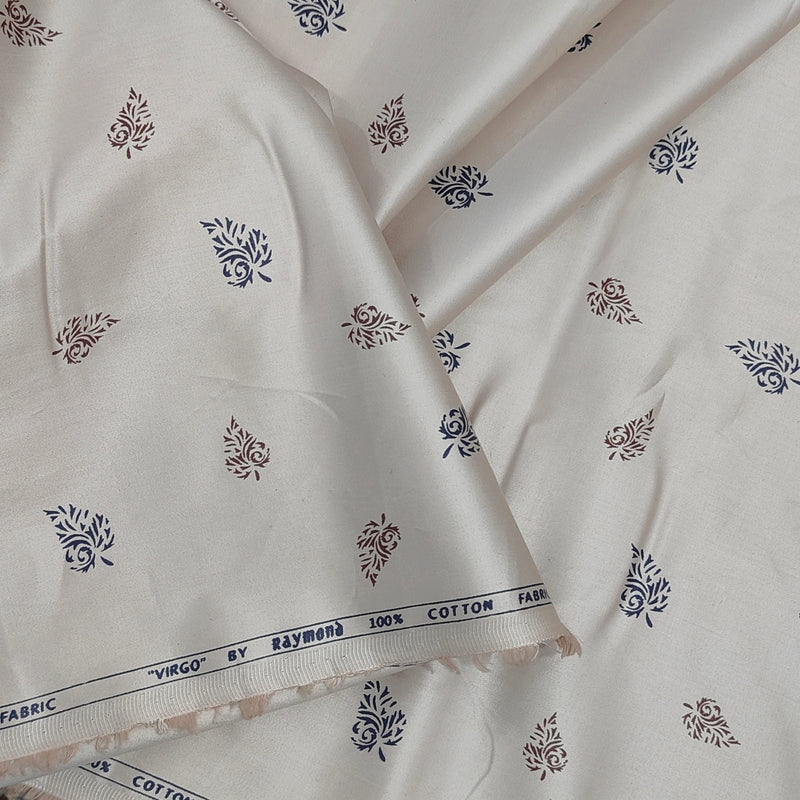 Shirt Fabric Raymond 100% Giza Cotton Print Colour Creamish Brown