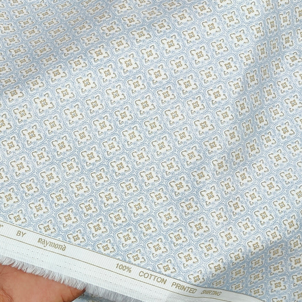 Shirt Fabric Raymond 100% Giza Cotton Print Colour Light Blue